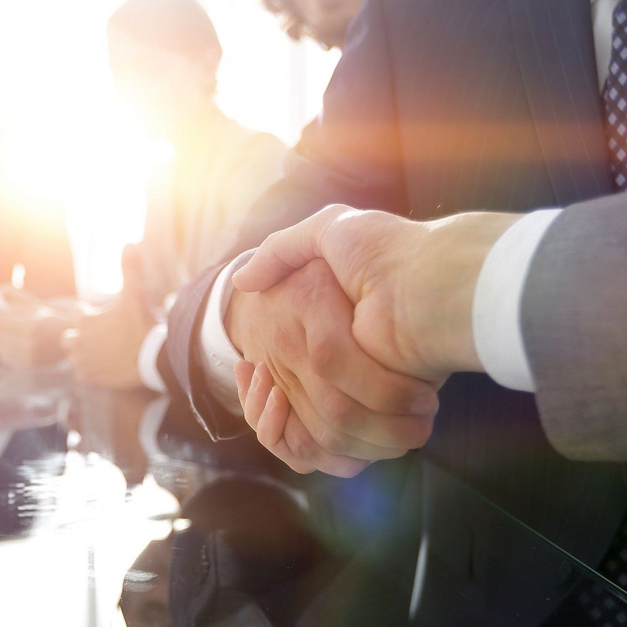 Zwei Hände beim Händeschütteln.