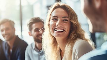 Arbeitskollegen sitzen in einem Arbeitsmeeting im Büro