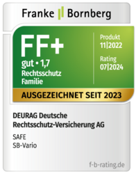  Qualitaetssiegel FuB DEURAG Tarif SAFE SB-Vario Rechtsschutz Familie gut