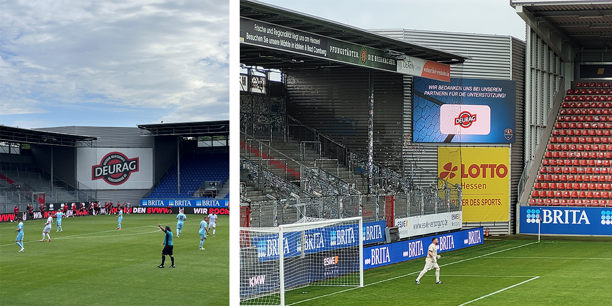 Innenaufnahme BritaArena Wiesbaden vom LangholzCup 2026 mit DEURAG Logoplatzierung